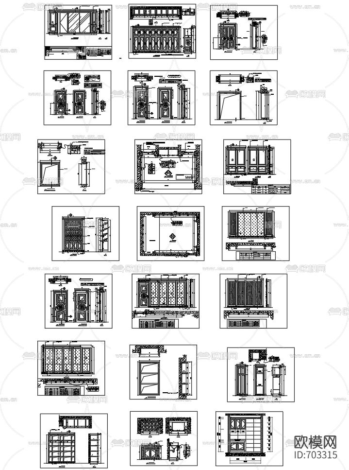 整木墙板CAD大样图下载（渲染图1）