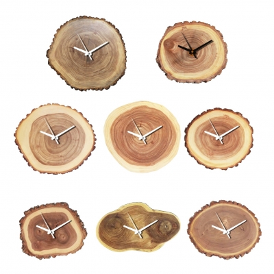 自然风原木挂钟su模型 