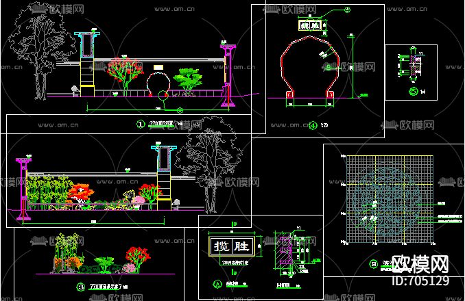 中式售楼部园林全套CAD施工图下载（渲染图7）
