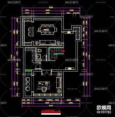 家居别墅全套cad施工图下载（渲染图2）