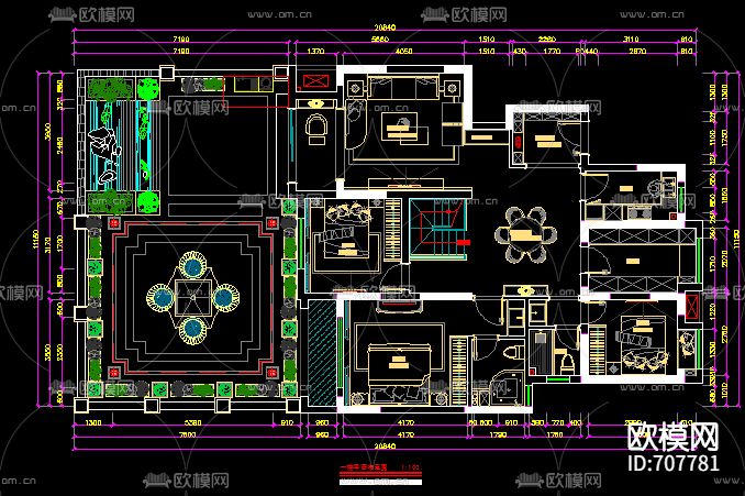 家居别墅全套cad施工图下载（渲染图1）