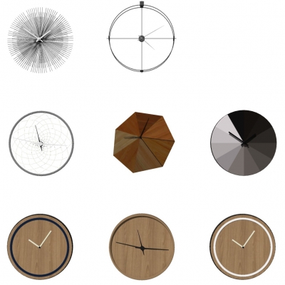  北欧简约挂钟su模型 