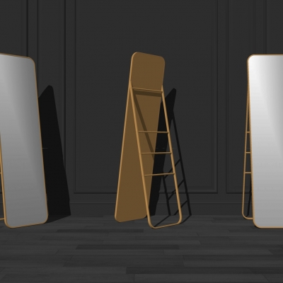  现代金属落地镜su模型 