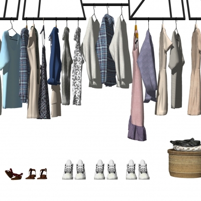  现代服装鞋子su模型 