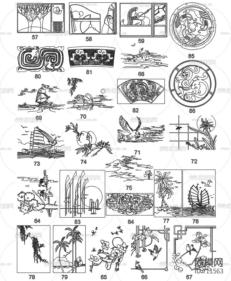 壁画玄关画CAD图库下载