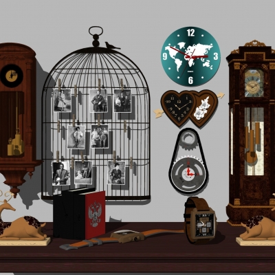  欧式挂钟手表摆件su模型 