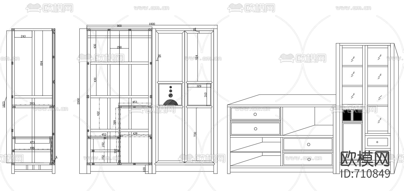 衣柜CAD图库下载（渲染图4）