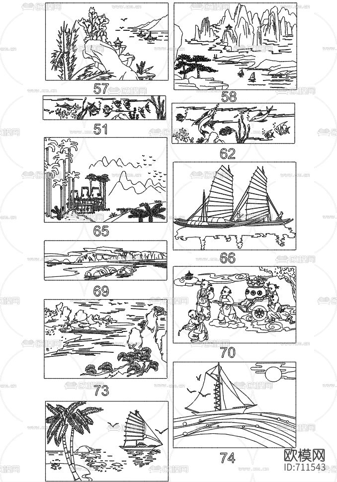 壁画CAD图库下载（渲染图2）