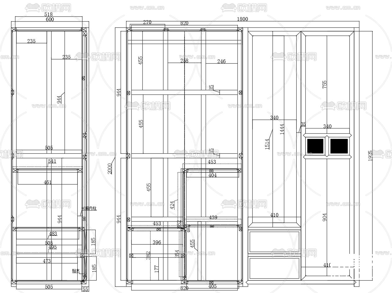衣柜CAD图库下载（渲染图2）