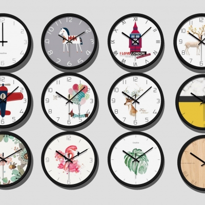  北欧时尚挂钟组合su模型 