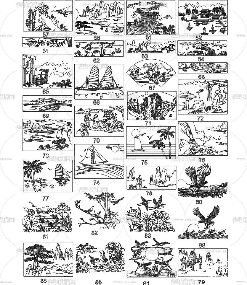 壁画CAD图库下载（渲染图1）