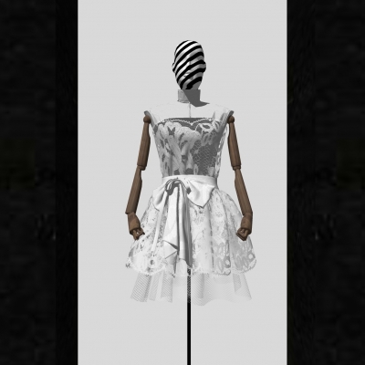  现代连衣裙模特su模型 