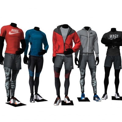  现代运动服装模特su模型 