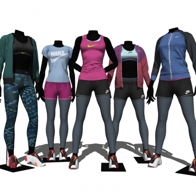  现代运动服装模特su模型 