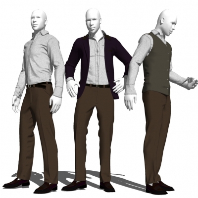  现代西装模特su模型 