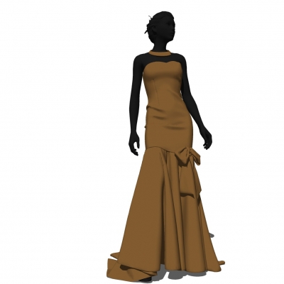  现代裙子模特组合su模型 