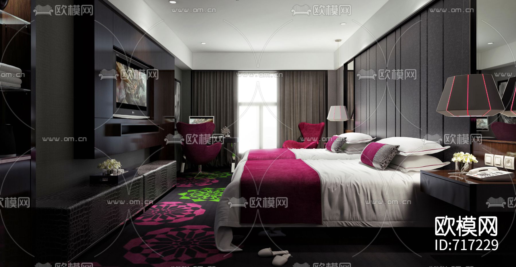 轻奢酒店CAD施工图整套（附效果图）下载（渲染图1）