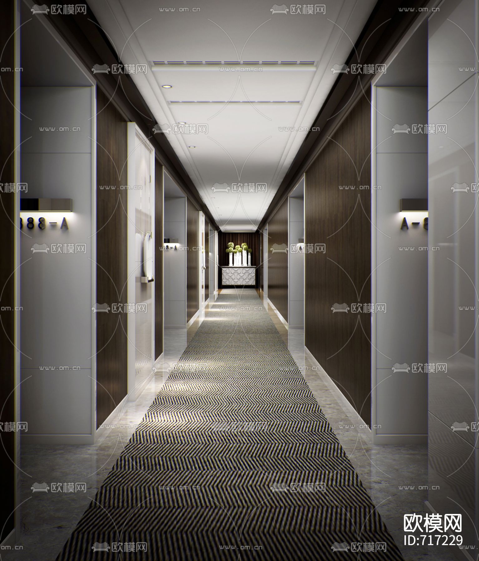 轻奢酒店CAD施工图整套（附效果图）下载（渲染图8）