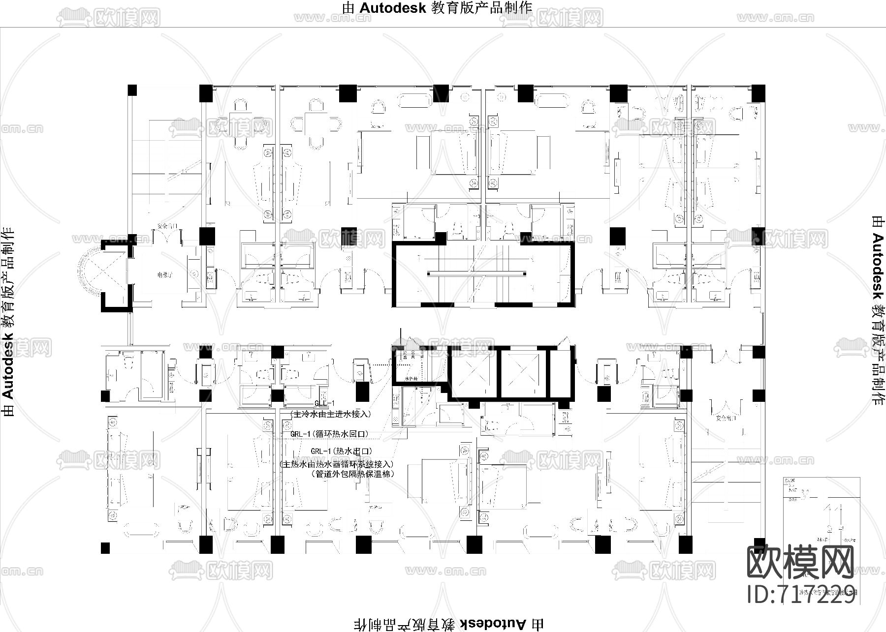 轻奢酒店CAD施工图整套（附效果图）下载（渲染图4）