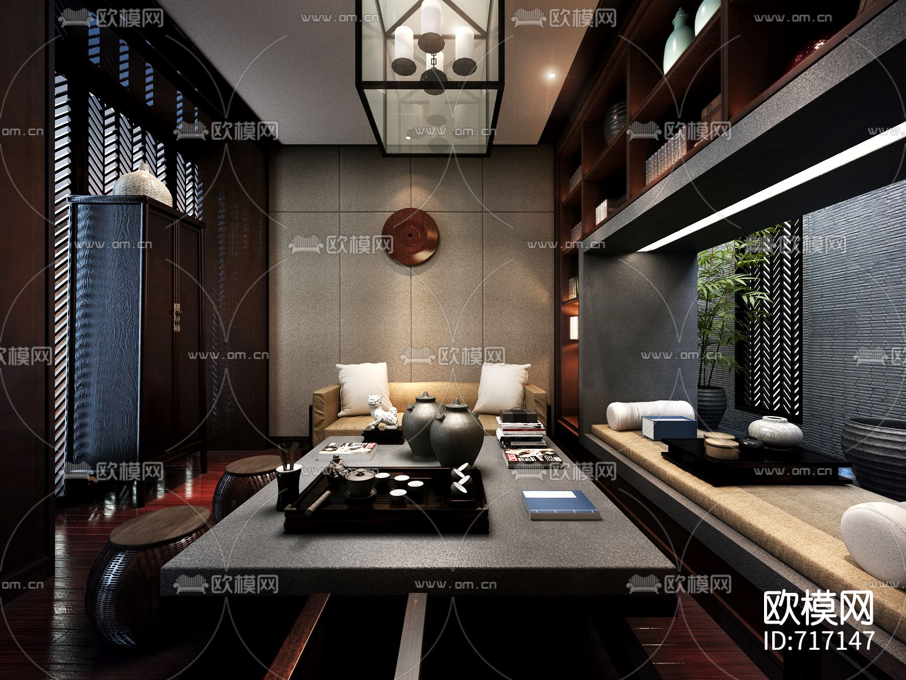 茶楼会所CAD施工图整体（附效果图）下载（渲染图2）