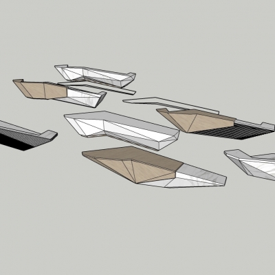 现代异形前台接待台su模型 