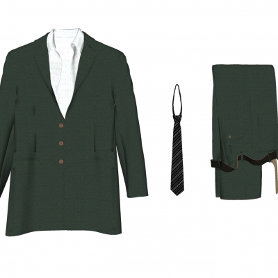  现代西装西裤组合su模型 