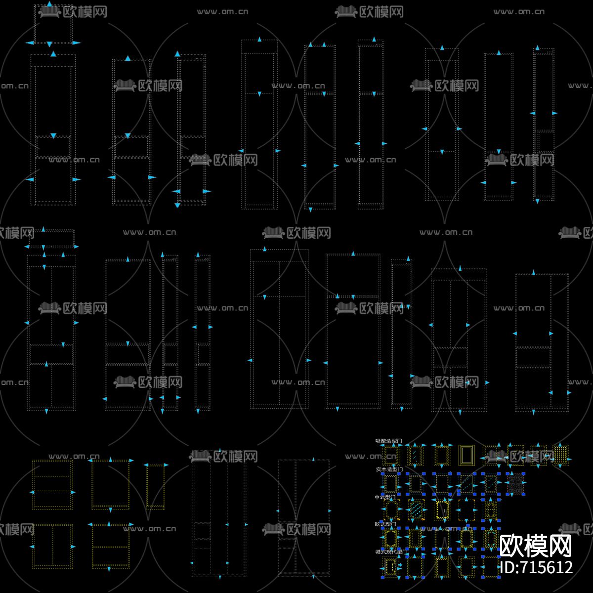阳台柜三视图CAD动态块
