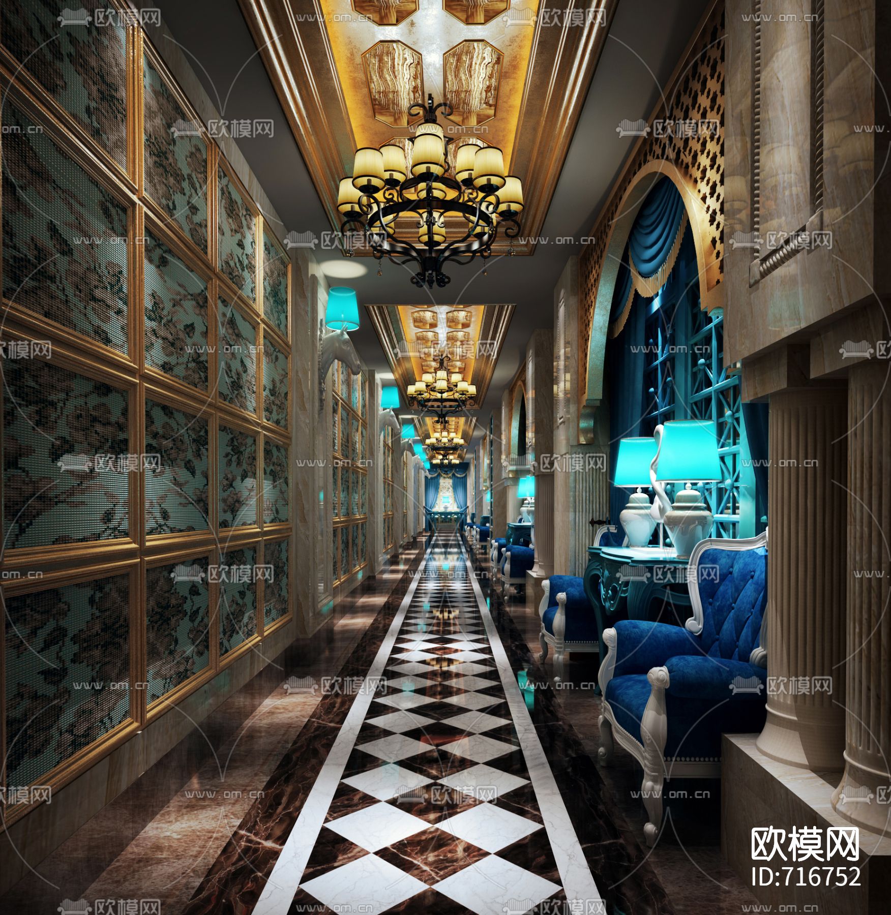 豪华KTV施工图（附效果图）下载（渲染图1）