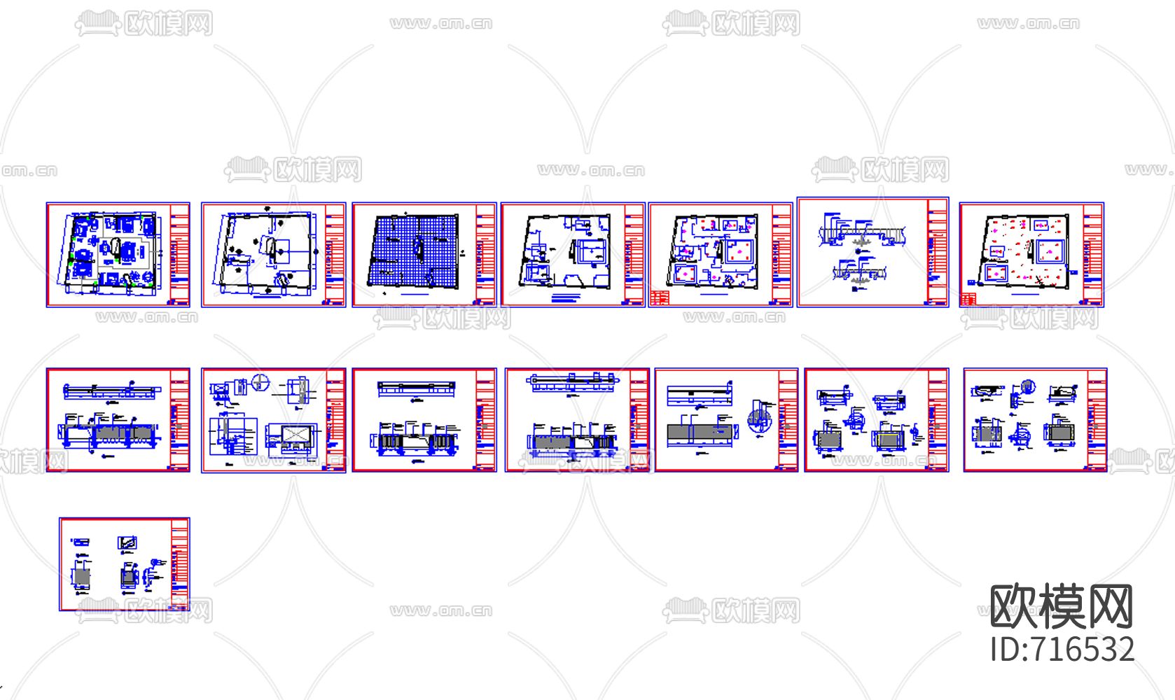 苏阳红木家具展厅专卖店CAD施工图（附效果图 )