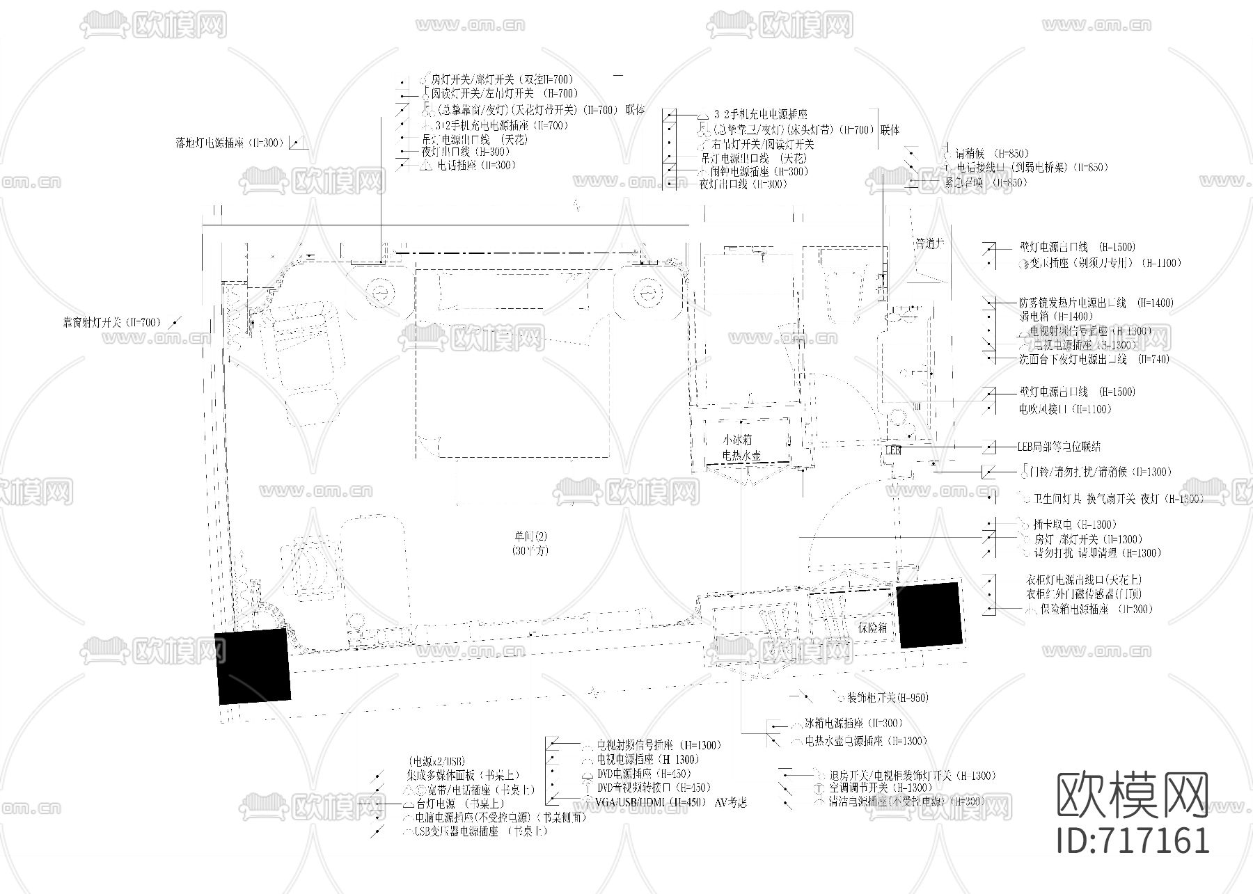 酒店客房CAD施工图下载（渲染图4）