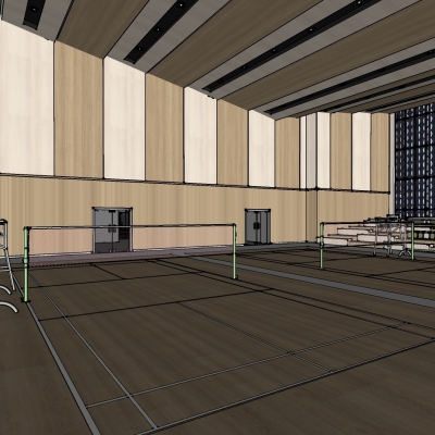 现代羽毛球馆su模型 