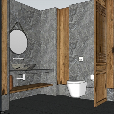  中式公共卫生间su模型 