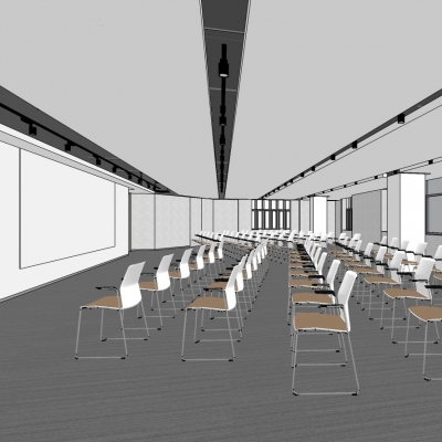  现代会议室培训室茶水间su模型 