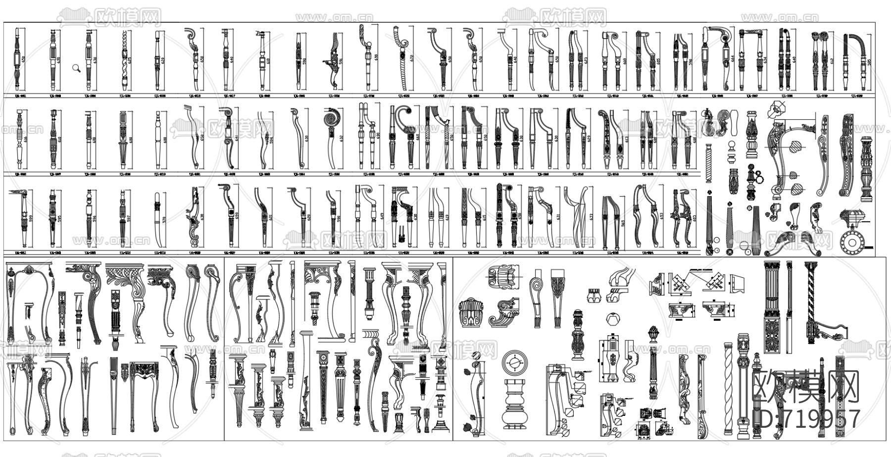 欧式腿样素材CAD图库下载（渲染图3）
