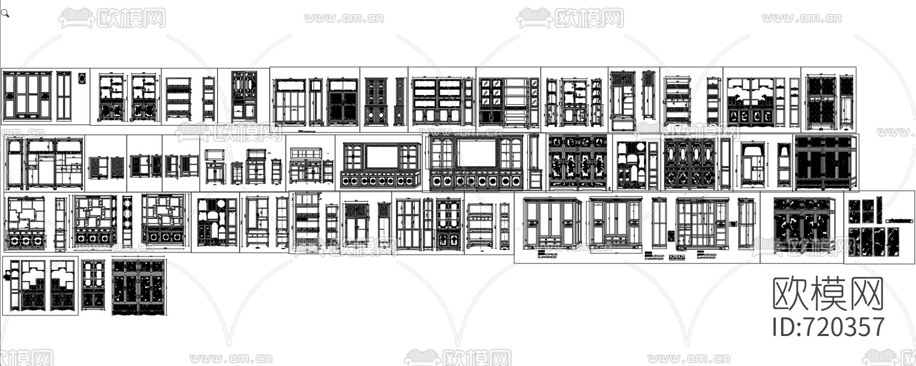 中式柜CAD图库下载（渲染图2）