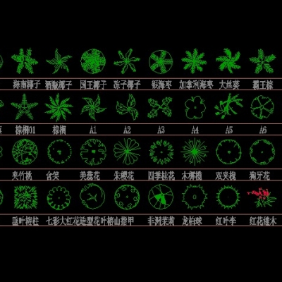  棕榈灌木平面CAD图库 