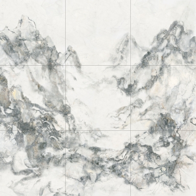  水墨山水画拼砖贴图 