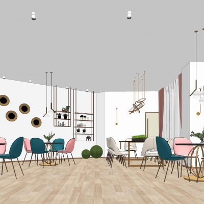  北欧办公室休息区su模型 