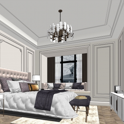 欧式卧室主人房su模型