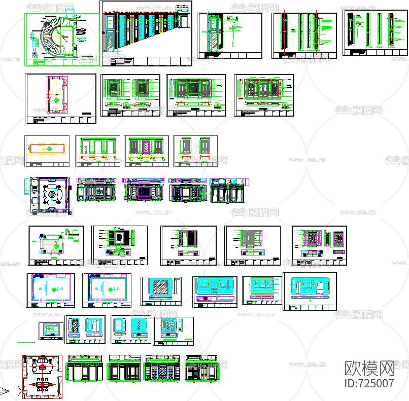 护墙板大全CAD图库下载（渲染图1）