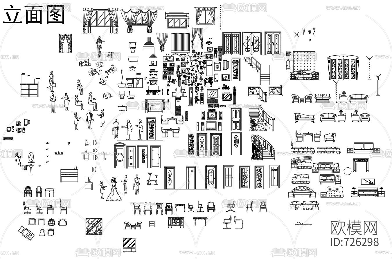 综合家具植物CAD图库下载（渲染图3）