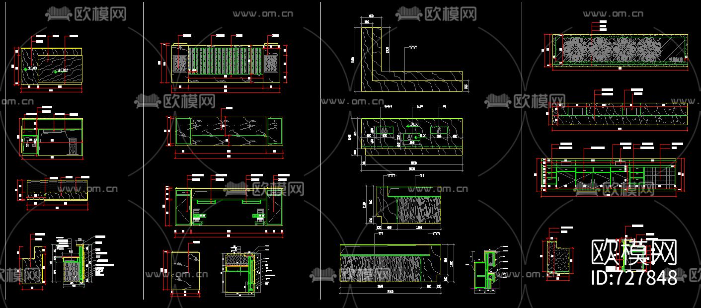 工装前台接待台CAD节点大样下载（渲染图2）