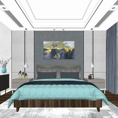 现代卧室主人房su模型