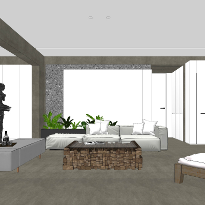 现代简约客厅su模型