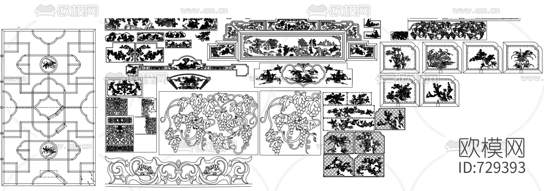 中式雕花CAD图库下载（渲染图1）