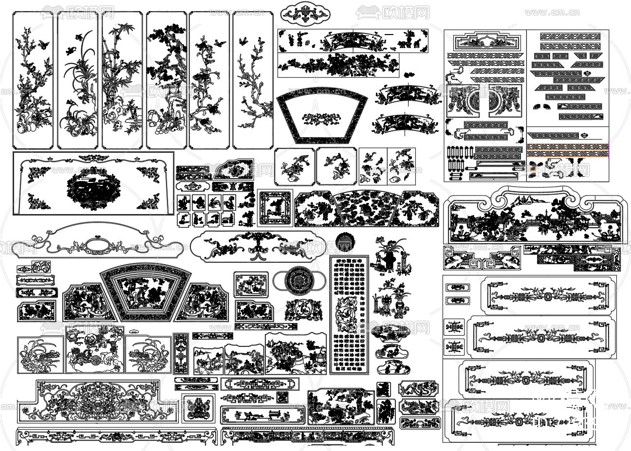 中式雕花CAD图库下载（渲染图2）