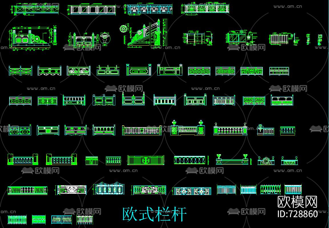欧式构件拼花CAD图库下载（渲染图3）