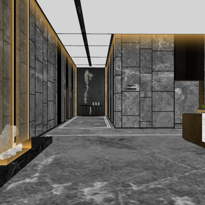  现代电梯走廊su模型 