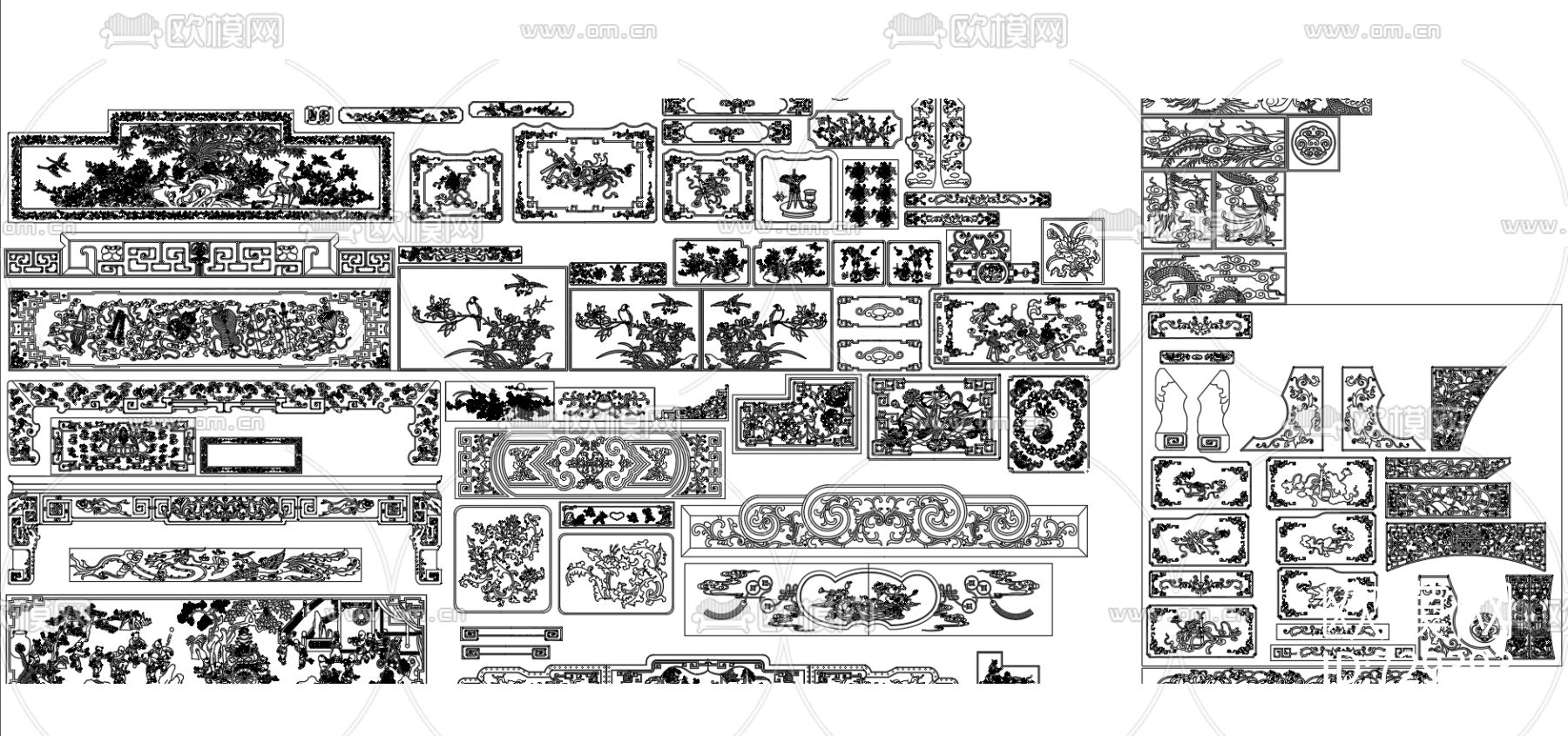 中式雕花CAD图库下载（渲染图3）
