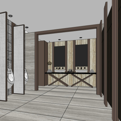  现代公用卫生间su模型 